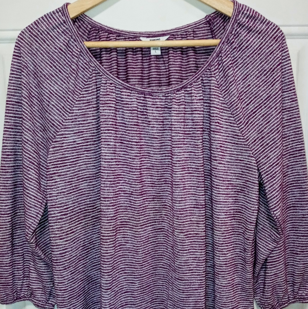 🌼Sonoma 3/4 cuffed sleeve striped top🌼 - Picture 2 of 6